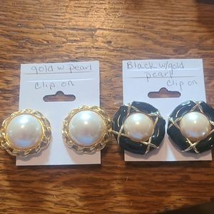 2 pair clip- on costume earrings